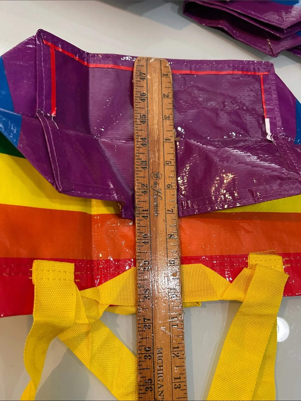 Set of 6 Rainbow Stripe  Tote Bag with Yellow Handles IKEA rainbow pride